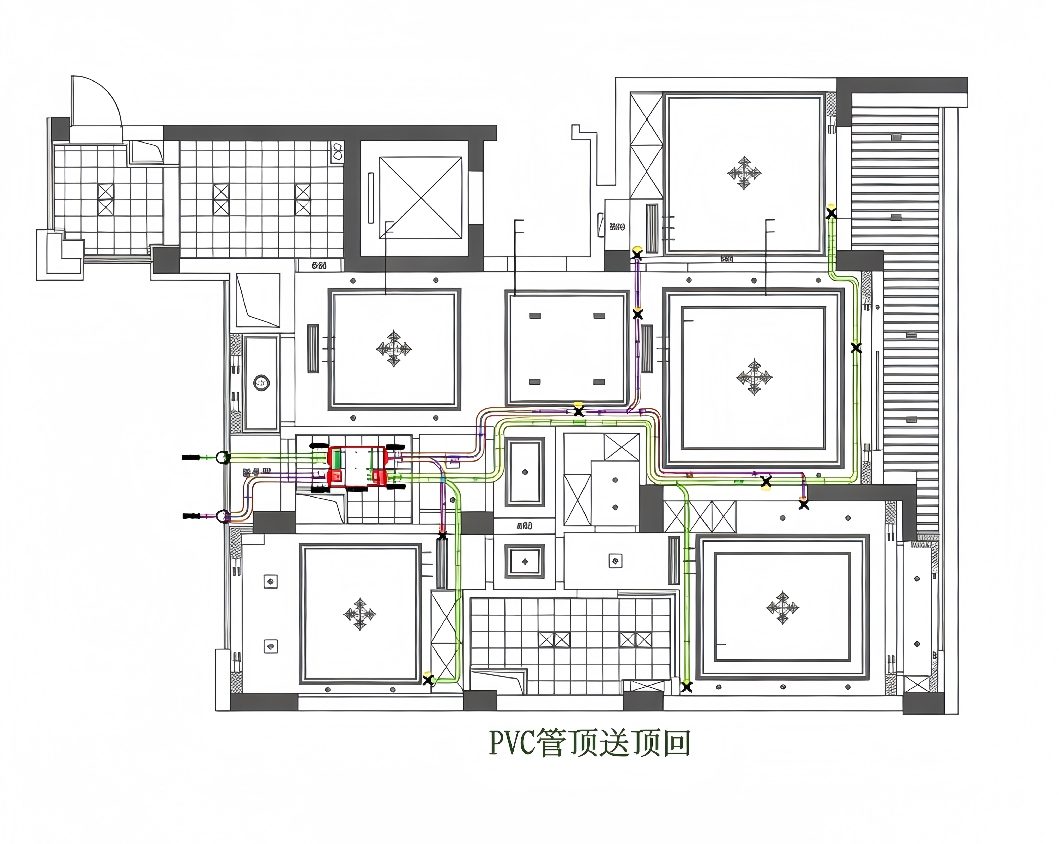 PVC 管顶送顶回管路设计图